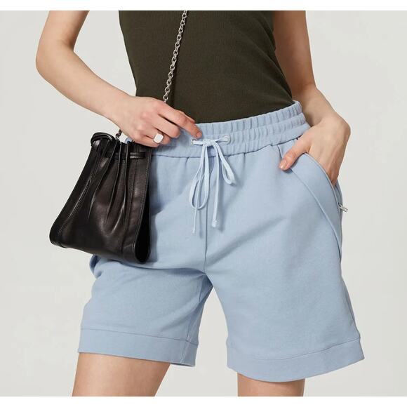 3.1 Phillip Lim Shorts French Terry Blue Pull On Casual Zip Pocket Size Small S - Picture 1 of 8